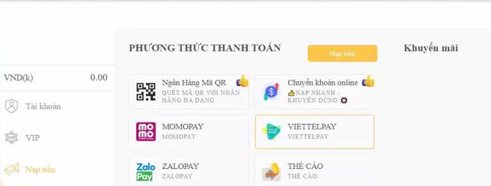 Các Hình Thức Giao Dịch Nạp Tiền Tại PG99